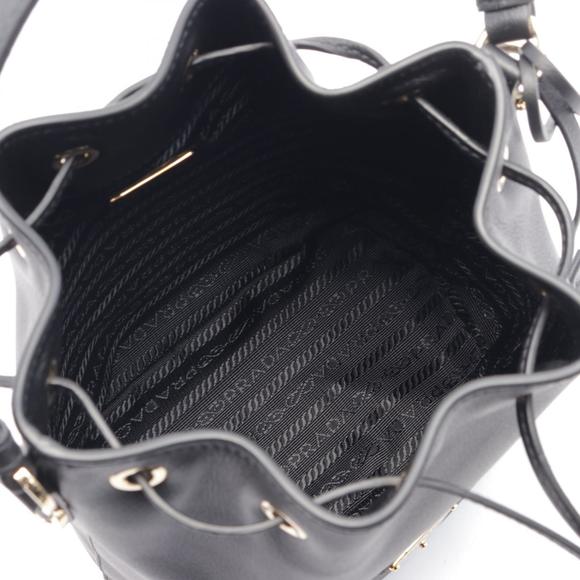 Prada Soft Grain Secchiello Handbag Leather Black - Picture 3 of 4